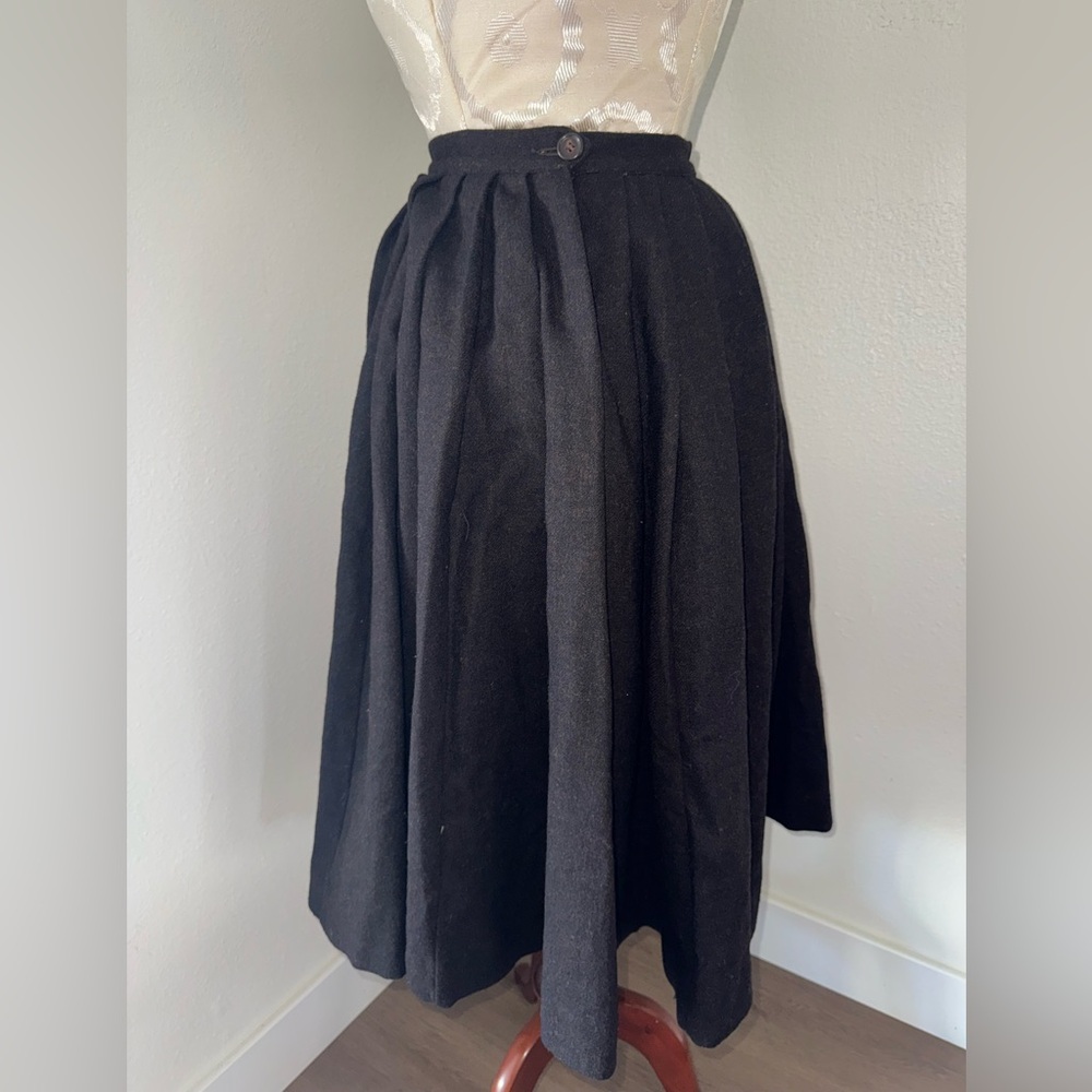 Vintage Copeland Skirts Of California 100% Wool Brown Pleated 1900s Skirt